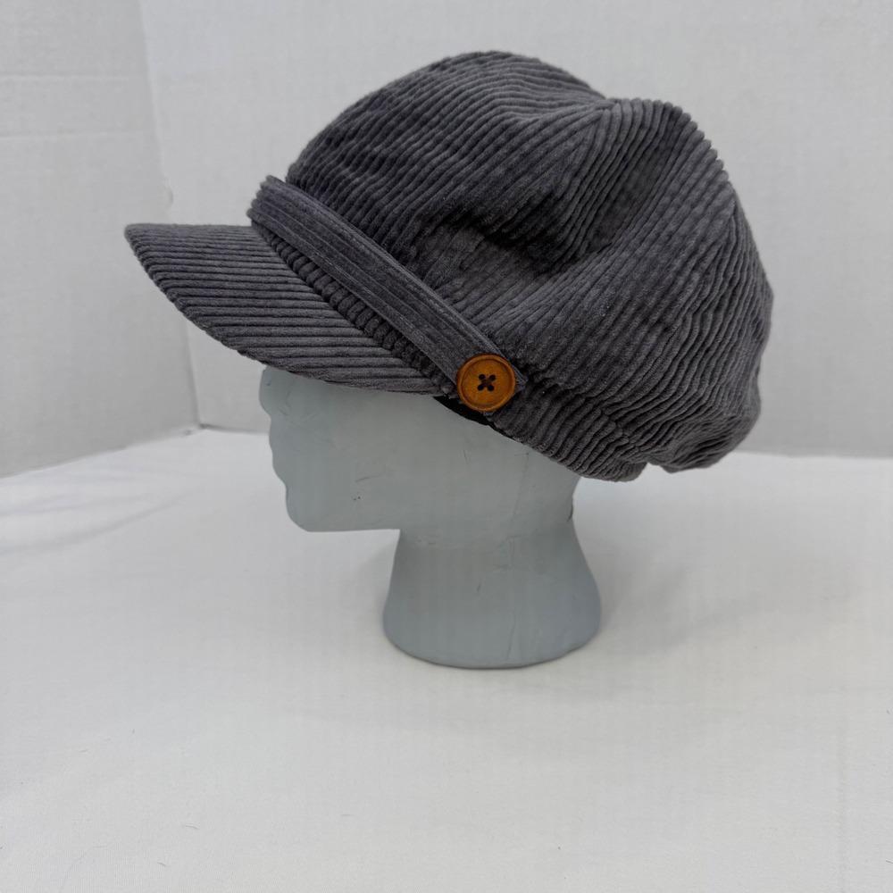 Vintage Y2K Gray Corduroy Newsboy Cap Baker Boy Hat FWCAB114 One Size - Picture 4 of 9